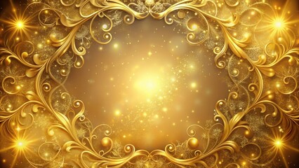 Golden Festive Flourishes An Elegant Design with Sparkling Lights and Ornate Details Perfect for Celebration Backgrounds