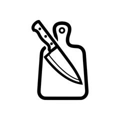 bold line vector of a cutting board and a knife
