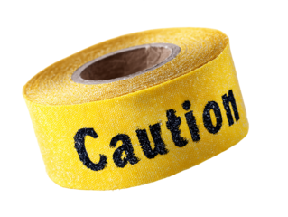 Yellow Caution Tape Roll on Transparent Background, PNG