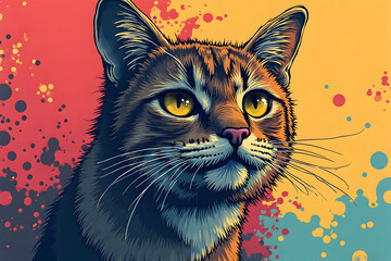 Portrait of a Feline with Vivid and Expressive Colors
