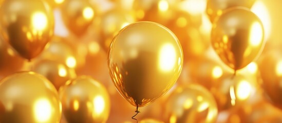 A luxurious array of shimmering golden balloons, evoking celebration and opulence