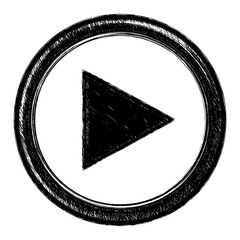 Hand-drawn sketch style play button icon PNG