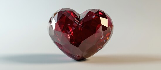 Elegant Ruby Heart, Symbol of Love and Luxury on a Clean Background