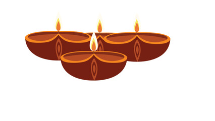 Pixel vector icon of three lit Indian oil lamps  dia (diyas)  chiraagh, representing festive decor for Diwali and celebrations, ideal for cultural icon sheets and stock assets.