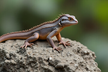 Fototapeta premium Lizard Resting on Rock Formation in Natural Setting