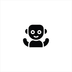 Fototapeta premium Black silhouette of a happy cartoon character with round eyes and arms raised icon