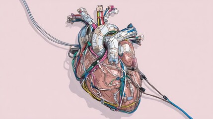 Mechanical heart artistic illustration