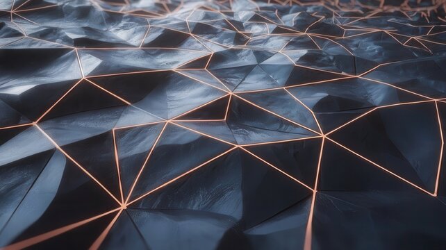 Futuristic geometric terrain with glowing lines, abstract technology background