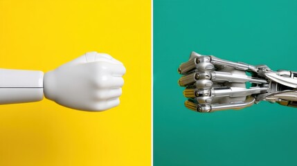 Contrasting robotic arms against vivid backgrounds