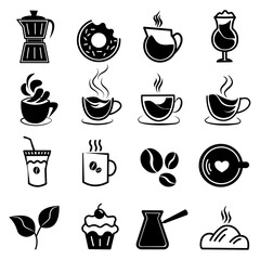 Coffee Shop Icons Set – Cups, Beans, Drinks, Desserts and Cafe Elements