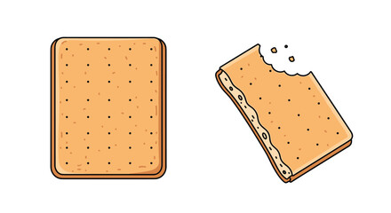 Illustrations of a whole biscuit and another biscuit with a bite taken out showing the creamy filling inside