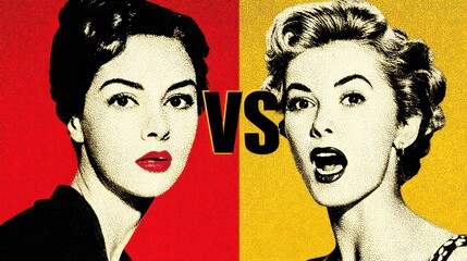Two women pop art contrast