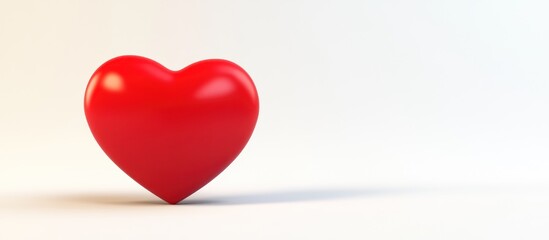 Single Shiny Red Heart Against a Plain Background, Symbolizing Love and Affection, Suitable for Valentine's Day