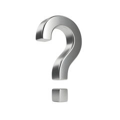 Shiny silver question mark against a dark background raising inquiries and wonder