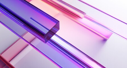 Abstract pink and purple translucent layered blocks