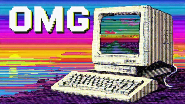 Retro computer desktop display