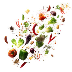 Colorful explosion of assorted fresh produce