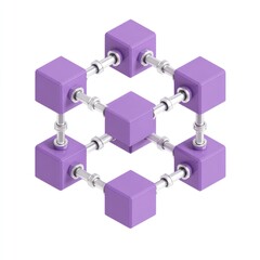 Connected lilac cubes forming a hexagon-like structure