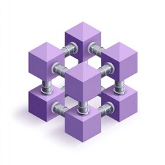 Connected cubes, light purple, tubes link, isometric