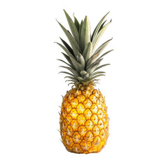 Fototapeta premium Whole ripe pineapple with green leafy crown isolated on transparent background