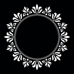 Decorative frame Elegant vector element for design in Eastern style, place for text. Floral black and white border. Lace illustration for invitations and greeting cards.