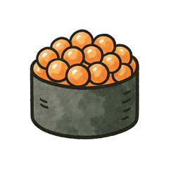 たっぷりいくらの軍艦巻きアイコンイラスト