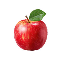 Single red apple with leaf