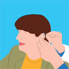cleaning ears that have a lot of dirt vector illustration design