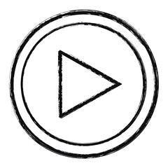 Hand-drawn sketch style play button icon PNG