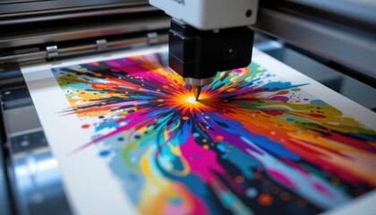 Creating a Colorful Abstract Art Print Vibrant Expression in an Art Studio Environment from a Unique Perspective