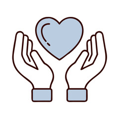 Obraz premium A graphic representation of two open hands cradling a heart, symbolizing caring, compassion, and love in this heart-warming illustration.