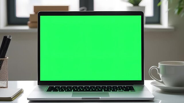 A laptop green screen TV, and a classic monitor display flickering glitch effects as the camera zooms out, revealing a nostalgic, analog-style setting.
