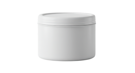 White cylindrical container with lid isolated on transparent background