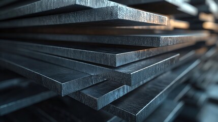 Stacked steel plates create a layered, industrial texture