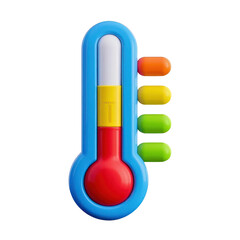 Colorful 3D Cartoon Thermometer  Isolated on White Background, Generative AI