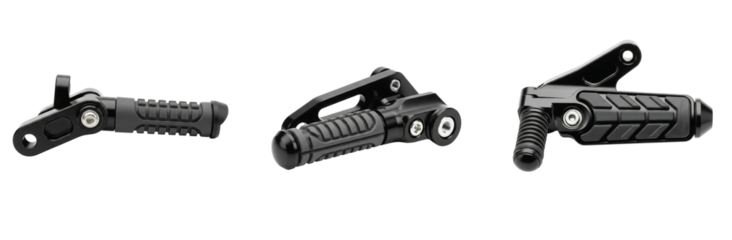 Motorcycle Footpegs Installation Guide, Garage Workshop, How-To Content, Practical Environment, Close-Up Viewpoint, DIY Concept