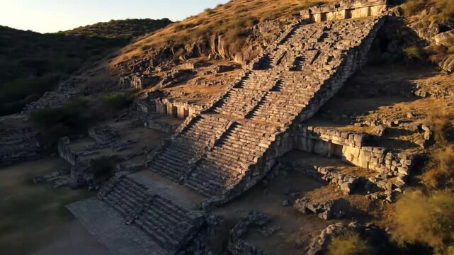 The ancient ruins of monte alban stand majestically atop a hill in mexico, offering a glimpse into a rich history and civilization