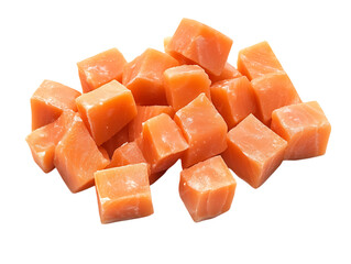 Pile of diced fresh carrots isolated on transparent background