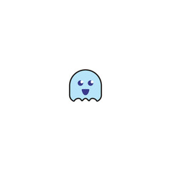 Cute Chibi Ghost Mascot Illustration – Kawaii Halloween Character Icon