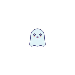 Cute Chibi Ghost Mascot Illustration – Kawaii Halloween Character Icon