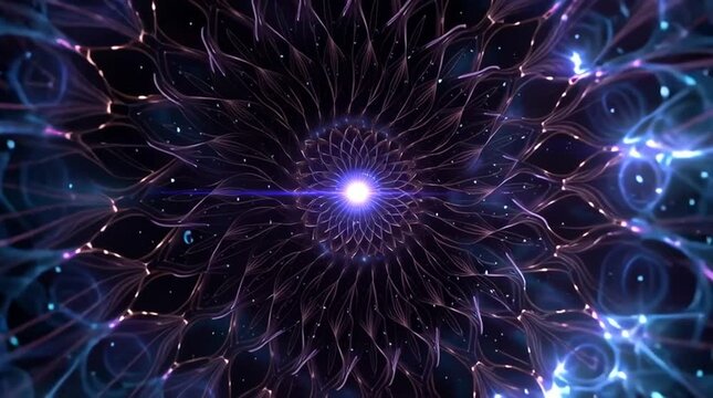 showing a vortex made of glowing light particles arranged in a fractal formation, each layer revealing more recursive depth, 4k