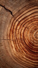 Naklejka premium Close-up of wood cross-section, showing growth rings