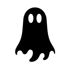 Minimalist Black Silhouette svg of a Floating Ghost Halloween Clipart Design
