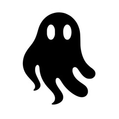 Minimalist Black Silhouette svg of a Floating Ghost Halloween Clipart Design