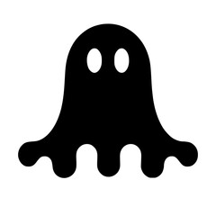 Minimalist Black Silhouette svg of a Floating Ghost Halloween Clipart Design
