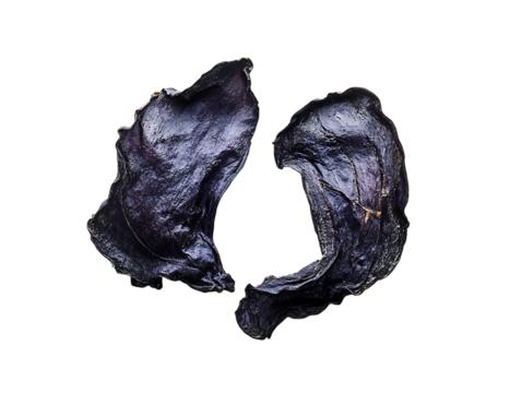 Two dark purple organic shapes isolated on transparent background