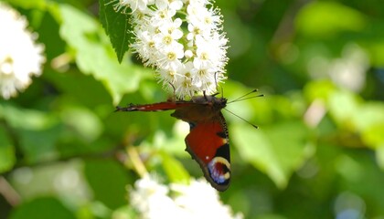 Butterfly on white flowers