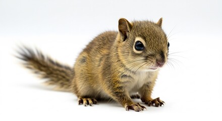 Obraz premium 可愛い小リス 白い背景 柔らかな光で輝く毛並. AI Generated