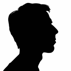 Mysterious male silhouette portrait in profile, a universal symbol of anonymity and identity, perfect for conceptual design projects and graphic representations.