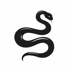 Elegant Black Snake Silhouette Serpentine Design for Nature-Inspired Graphics